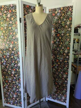 Match Point Grey Linen Dress, O/S